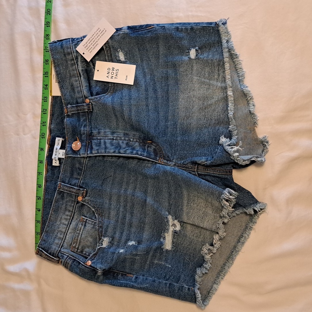 And Now This Trendy Plus Size Distressed High-Rise Denim Shorts - Cali - Picture 2 of 6